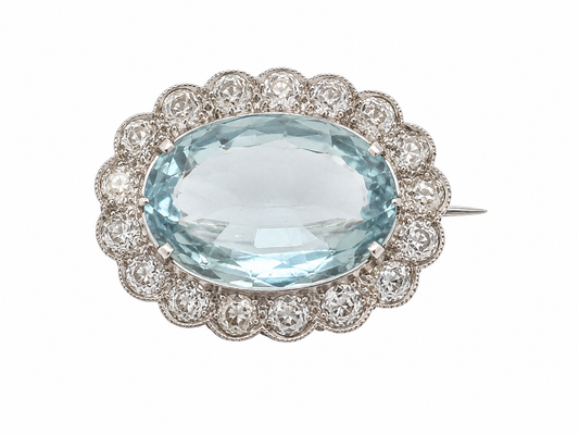 Pre-loved Aquamarine Diamond Brooch