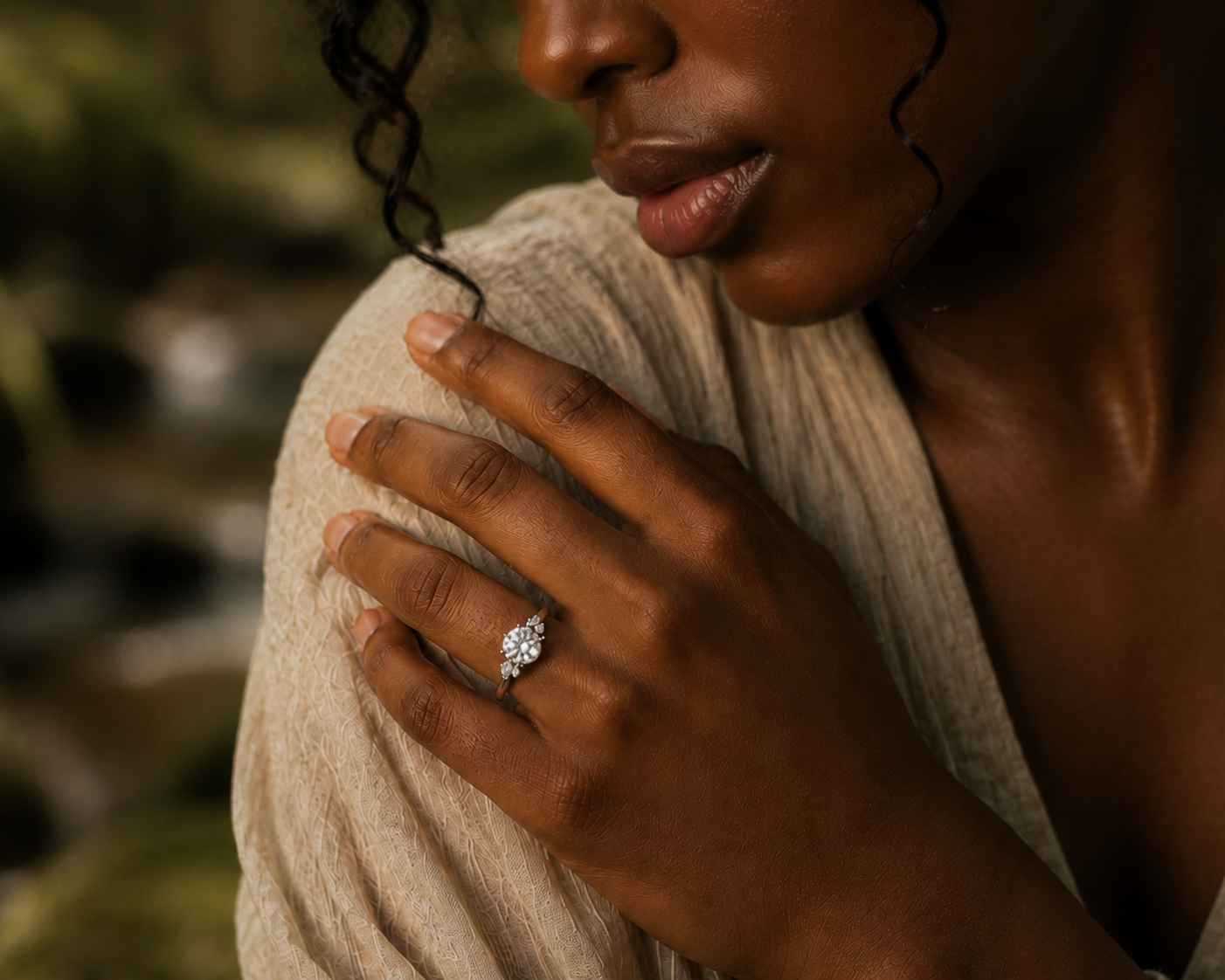 White Gold Diamond Leaf Ring