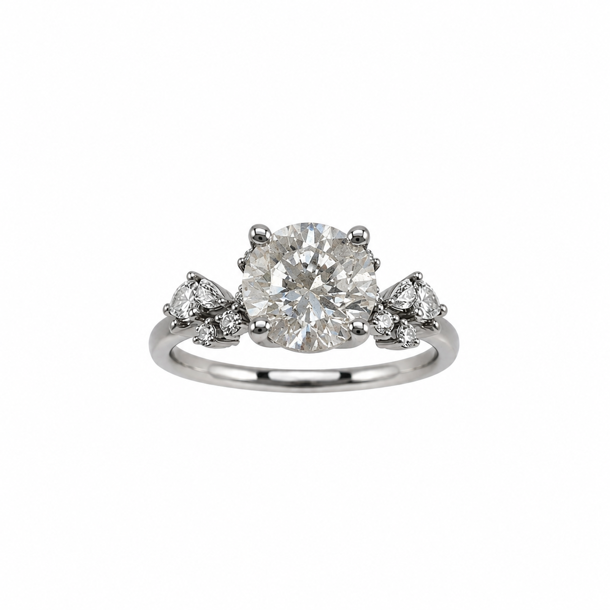 White Gold Diamond Leaf Ring