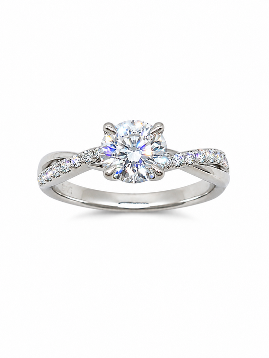 White Gold Diamond Twist Ring