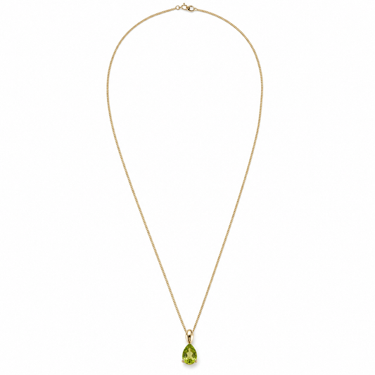 Golden Pear Peridot Necklace