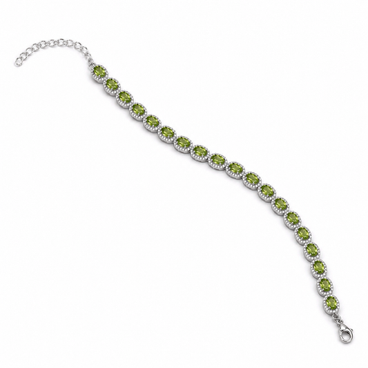 Oval Halo Peridot Bracelet