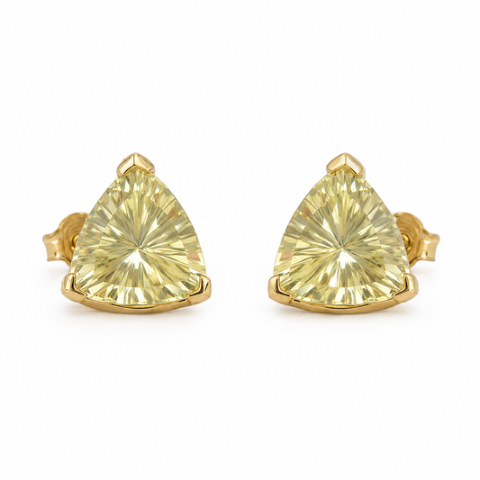 Citrine Gold Triangle Earrings