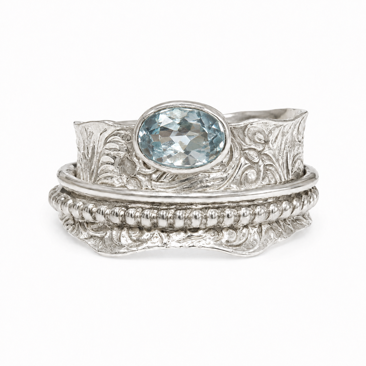 Blue Topaz Layered Spinner Ring
