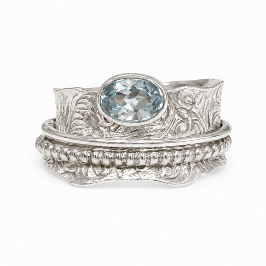 Blue Topaz Layered Spinner Ring