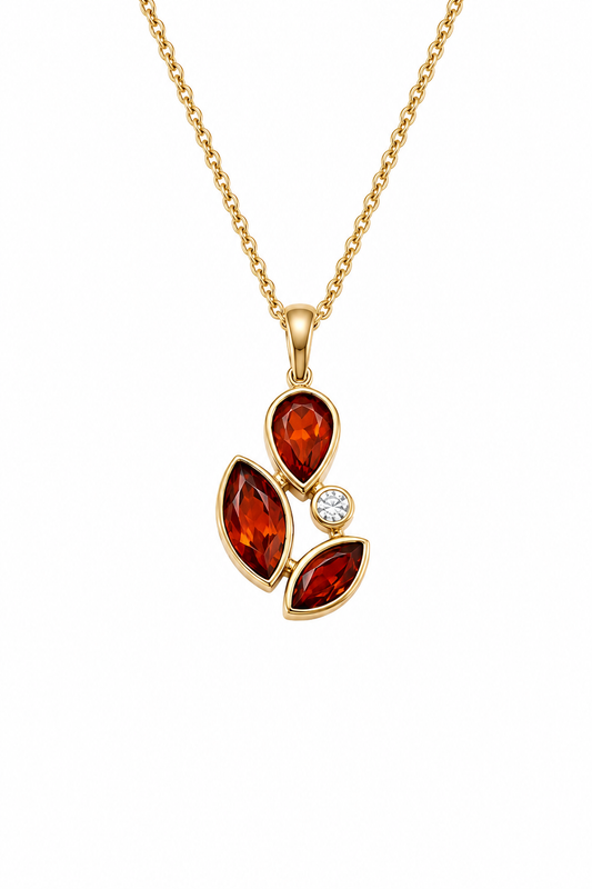 Fire Opal and Diamond Pendant