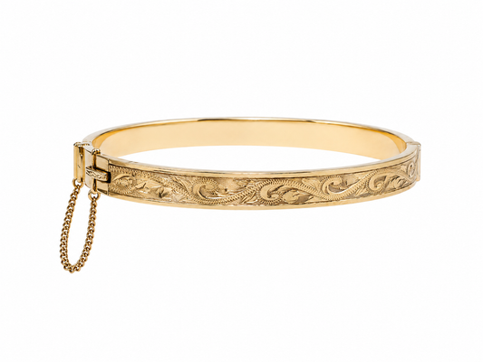 Pre-loved 9ct Intricately Engraved Bangle