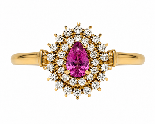 Pre-loved 18ct Teardrop Ruby and Diamond Ring