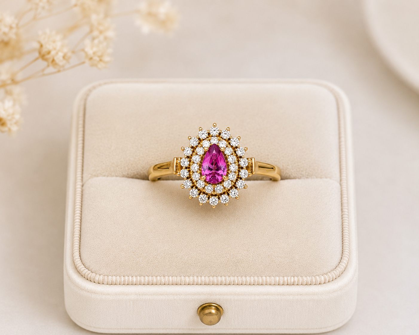 Pre-loved 18ct Teardrop Ruby and Diamond Ring