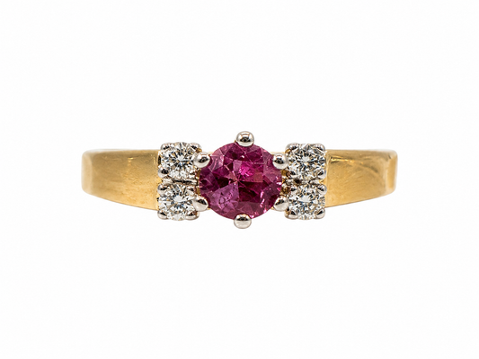 Pre-loved 18ct Four Diamond Ruby Ring