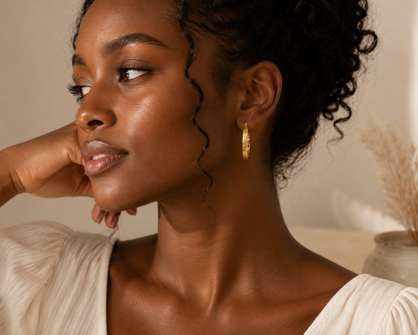 Pre-loved Aurora Engraved Hoop Earrings