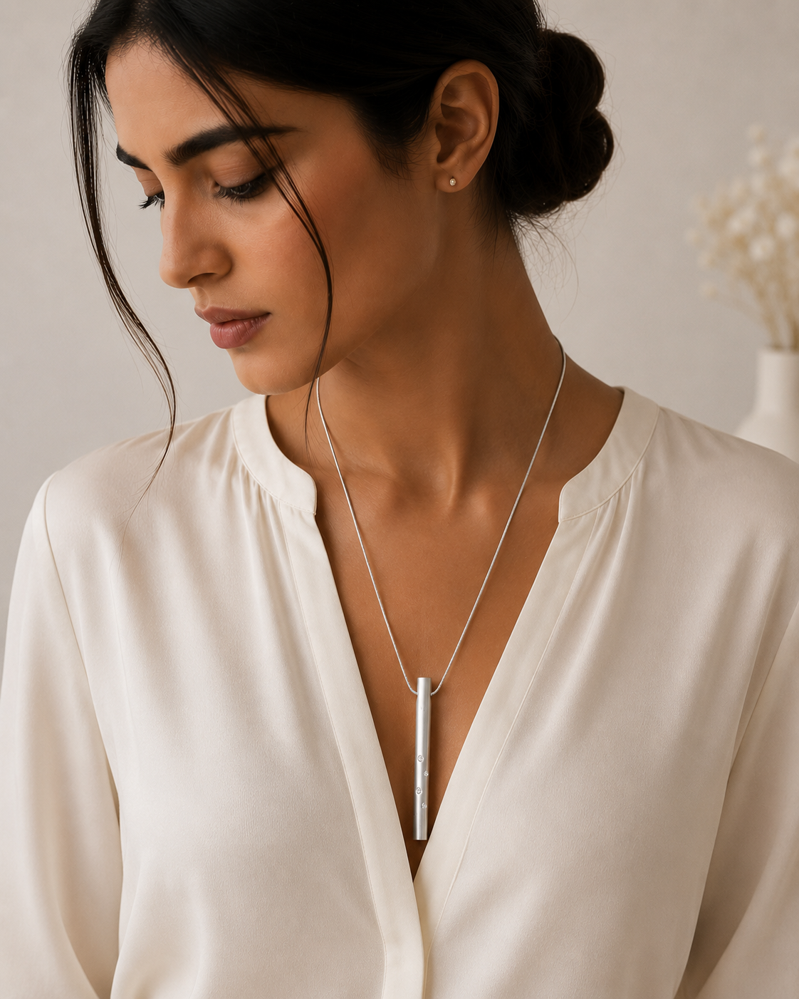 Handmade Sterling Silver Cubic Zirconia Pendant Necklace