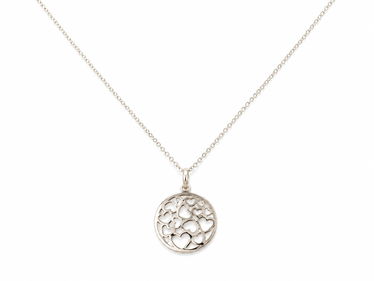 Sterling Silver Open Heart Pendant Necklace