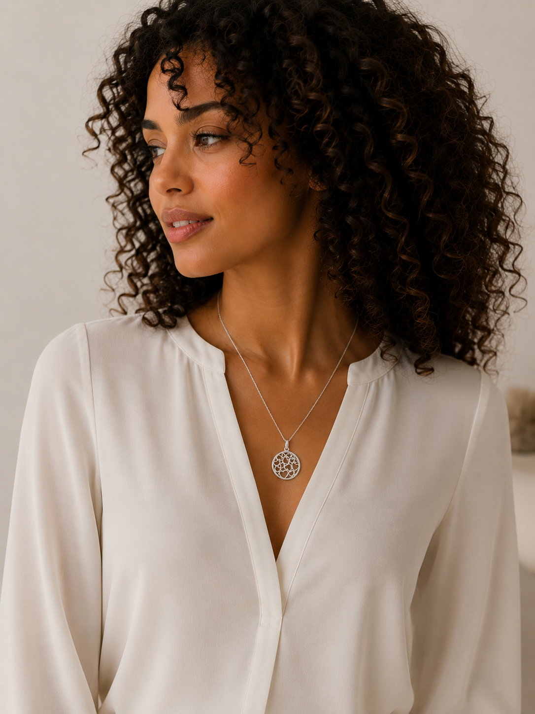 Sterling Silver Open Heart Pendant Necklace
