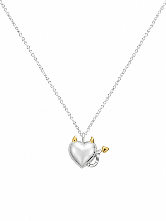 Sterling Silver Devil Heart Necklace