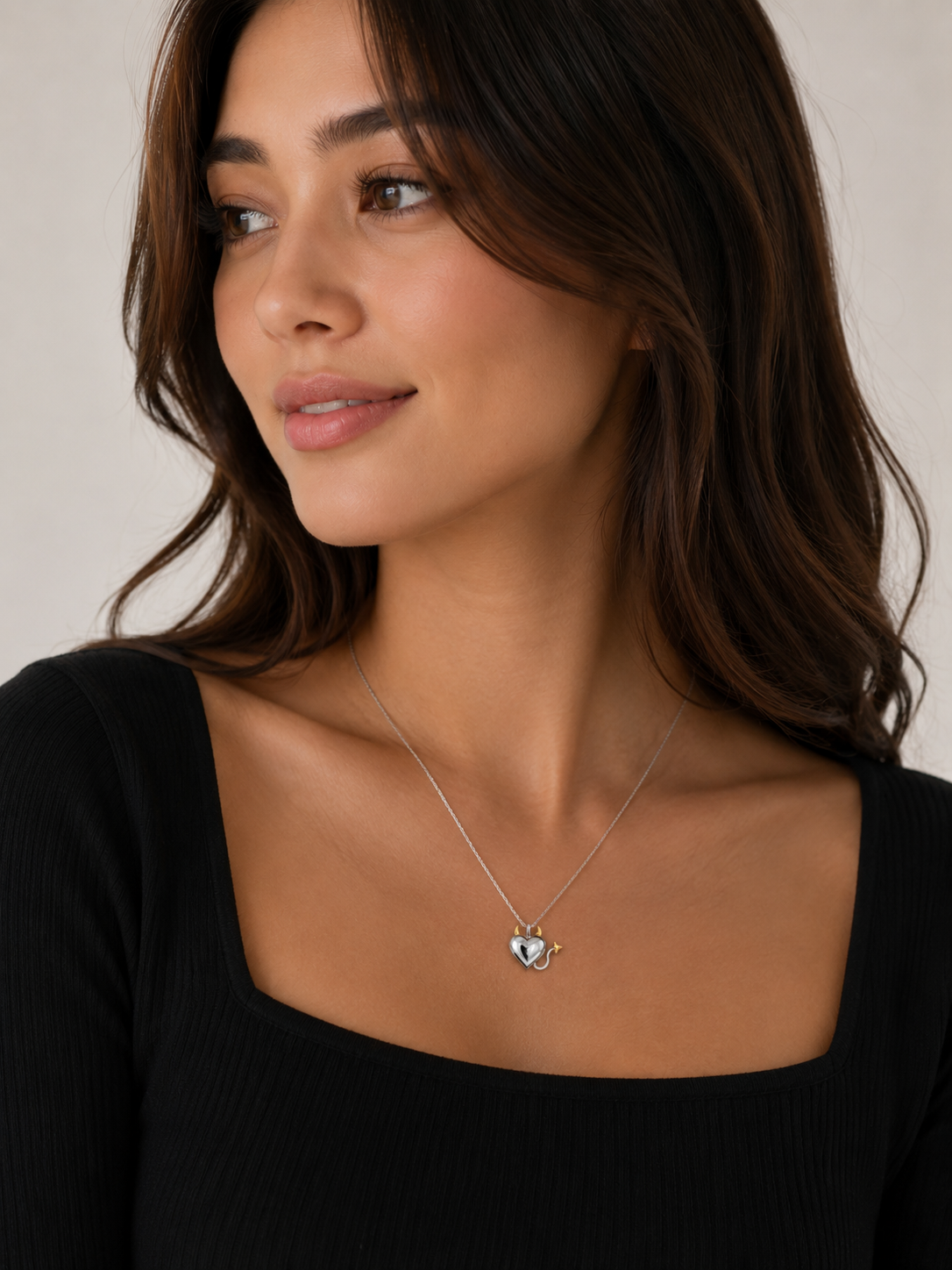 Sterling Silver Devil Heart Necklace