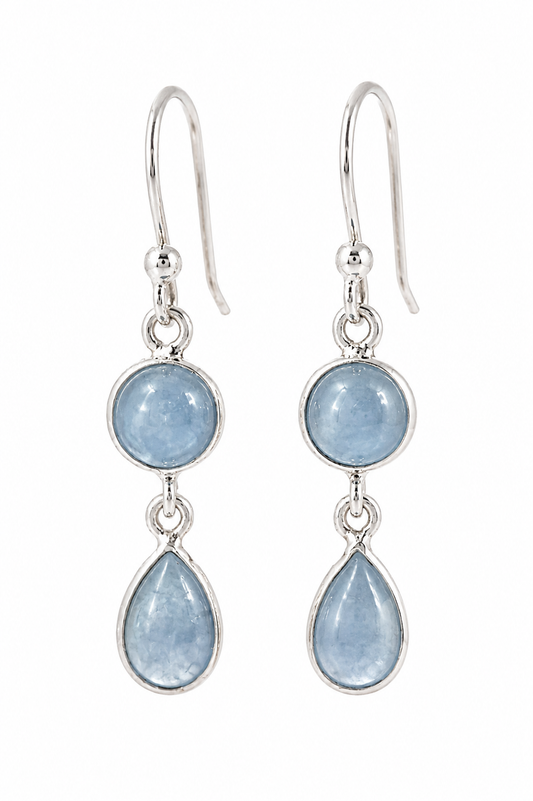 Double Stone Drop Gemstone Earrings