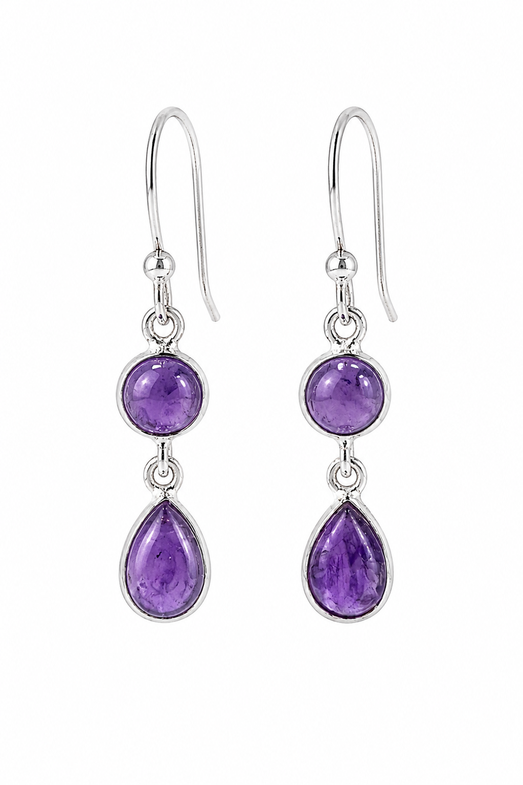 Double Stone Drop Gemstone Earrings