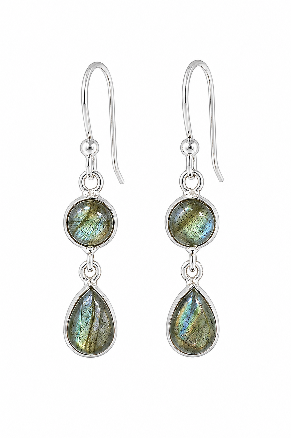 Double Stone Drop Gemstone Earrings