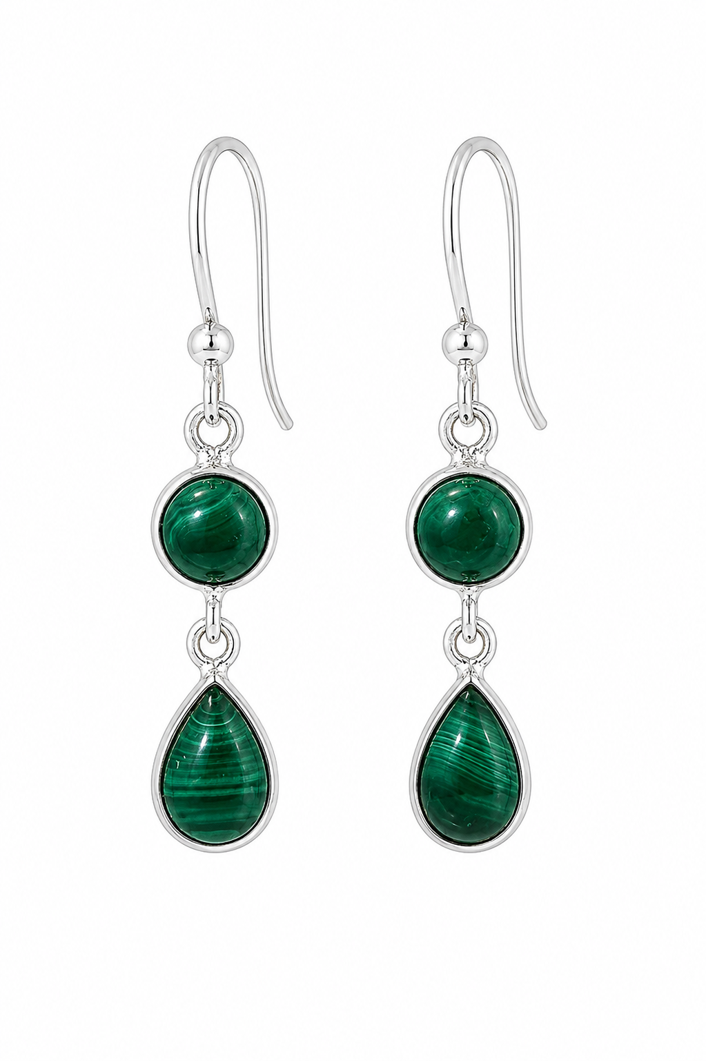 Double Stone Drop Gemstone Earrings