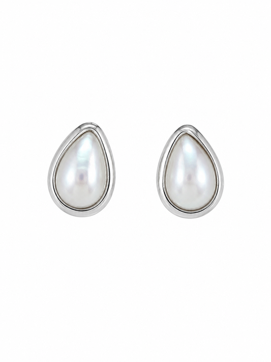 Pearl Teardrop Stud Earrings
