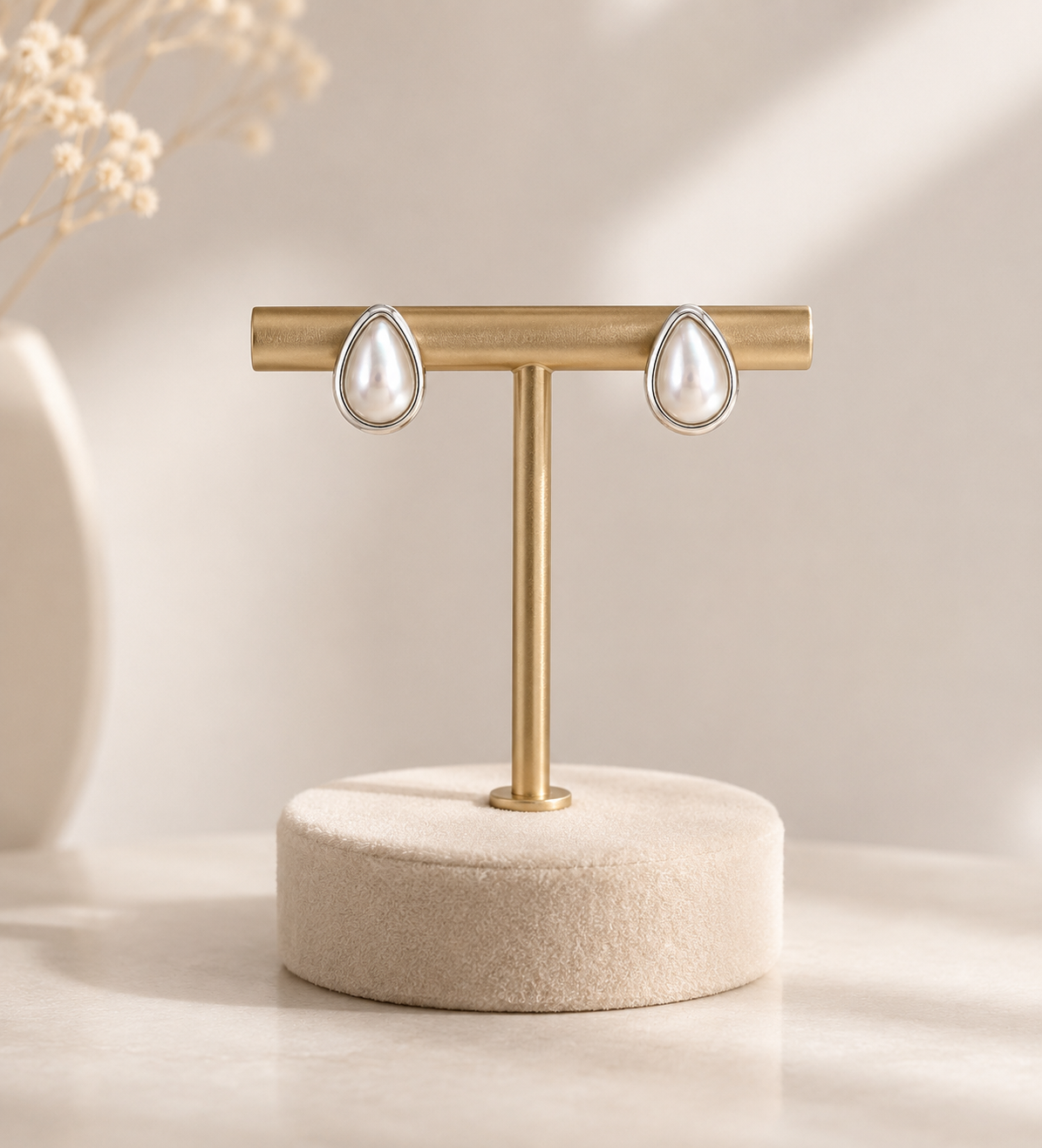 Pearl Teardrop Stud Earrings