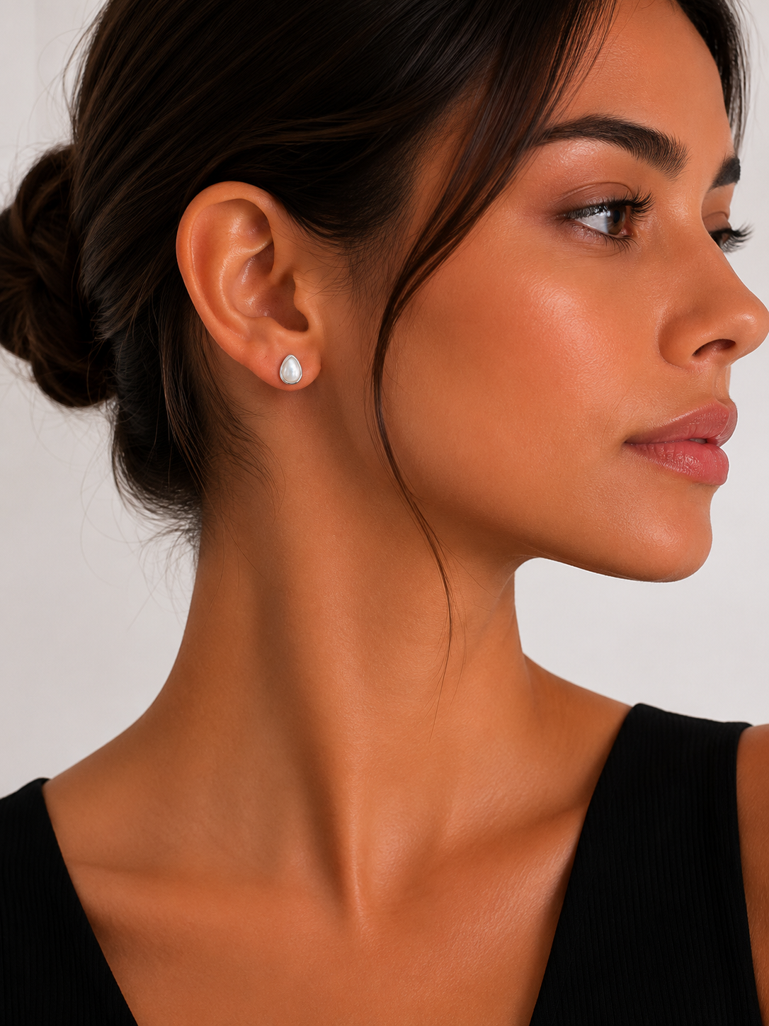 Pearl Teardrop Stud Earrings