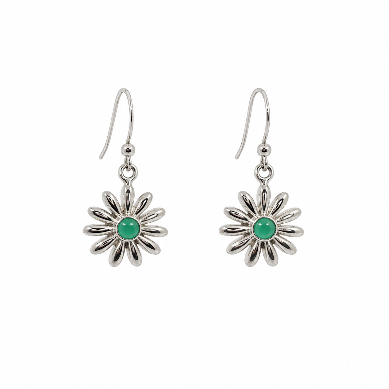 Floral Green Agate Earrings