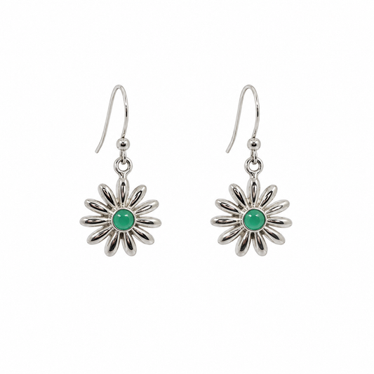 Floral Green Agate Earrings