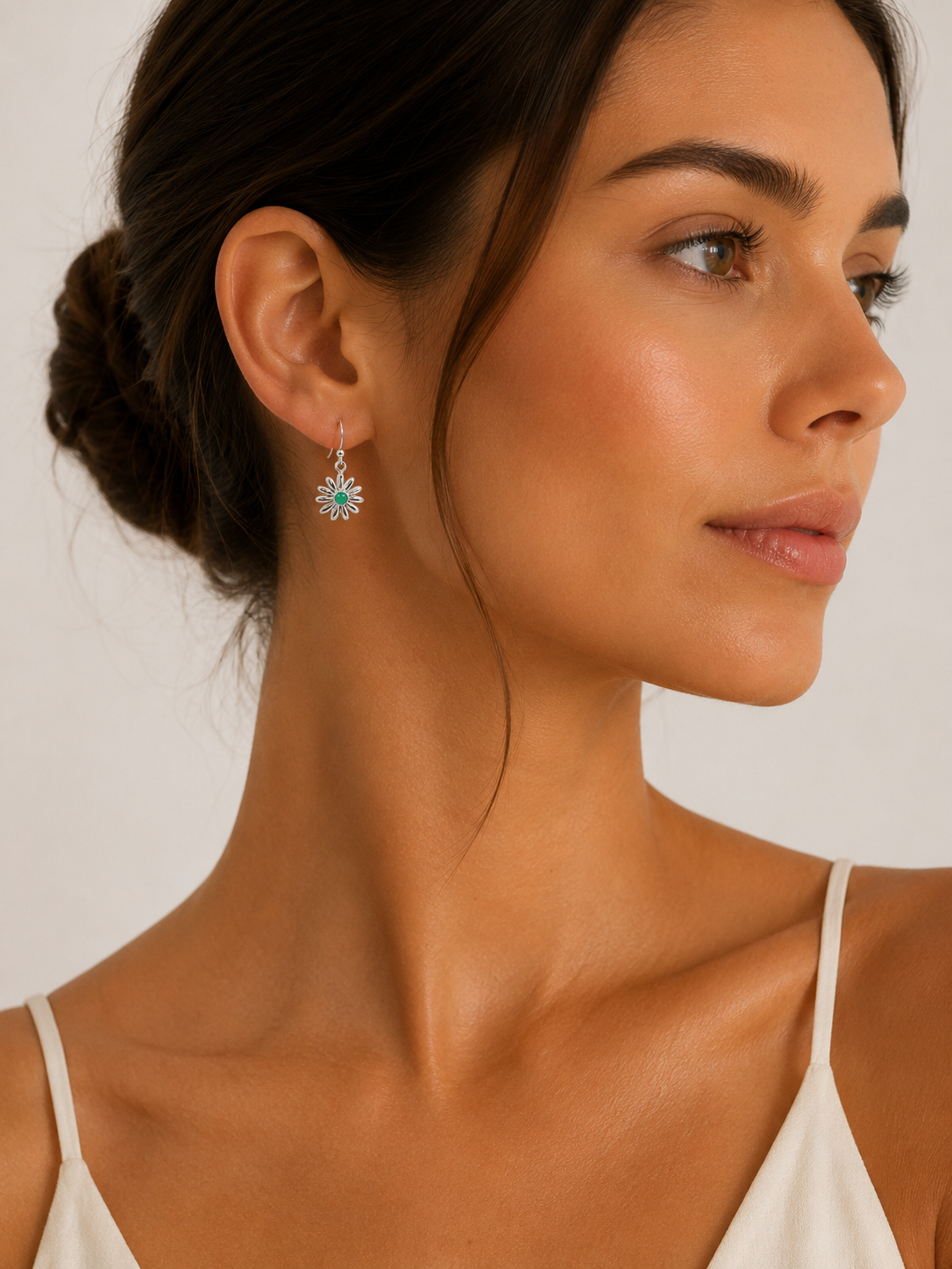 Floral Green Agate Earrings