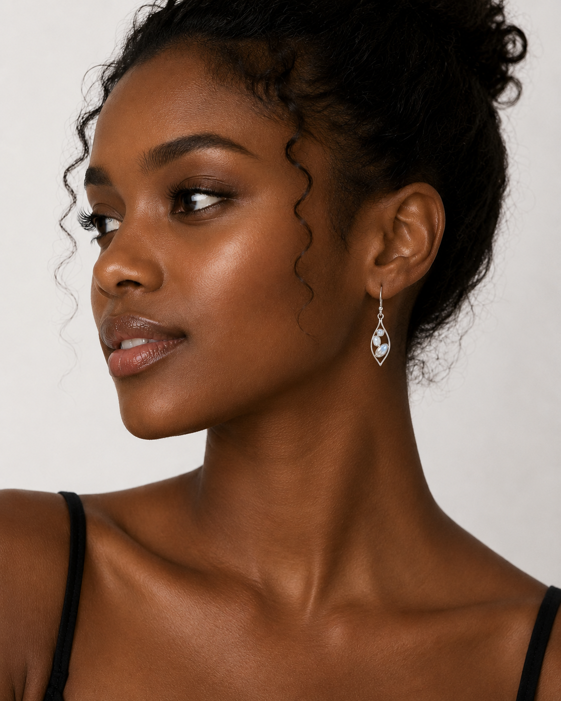 Sterling Silver 3 Moonstone Drop Earrings