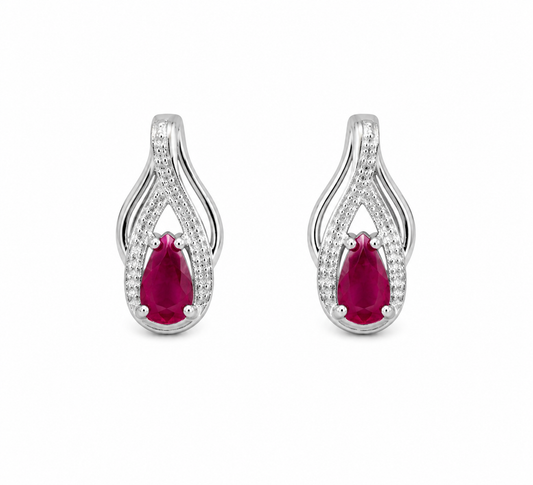 Pear Ruby White Gold Earrings