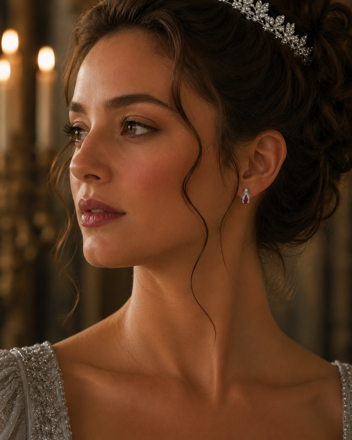 Pear Ruby White Gold Earrings