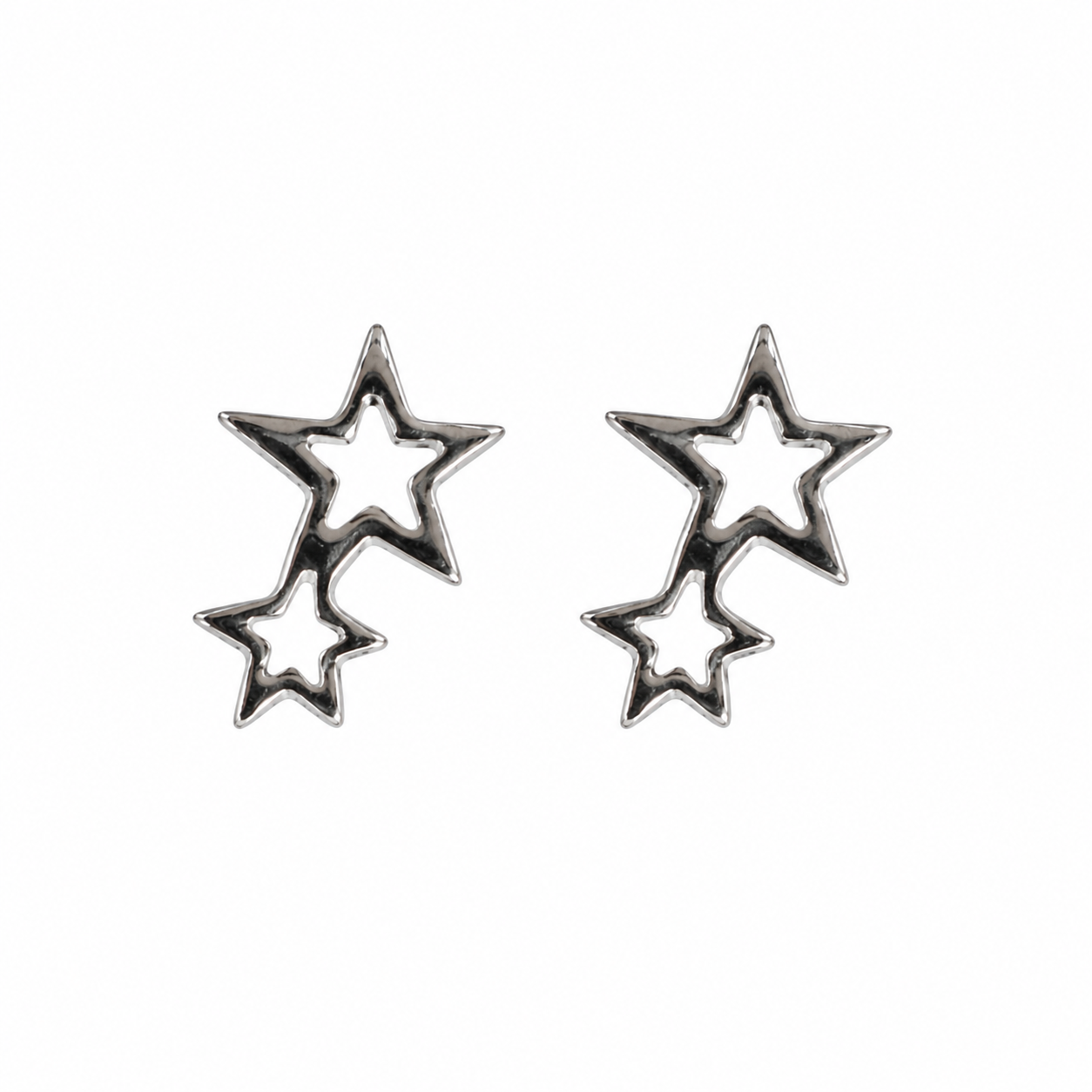 Double Star Sterling Silver Bottled Earrings With Cotton Bag