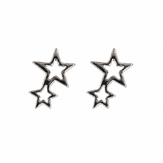 Double Star Sterling Silver Bottled Earrings With Cotton Bag