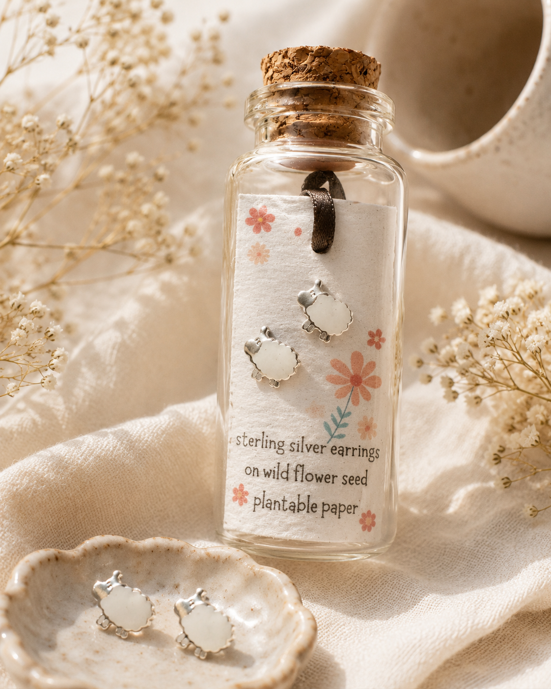 Sheep Sterling Silver Bottled Earrings With Gift Bag 