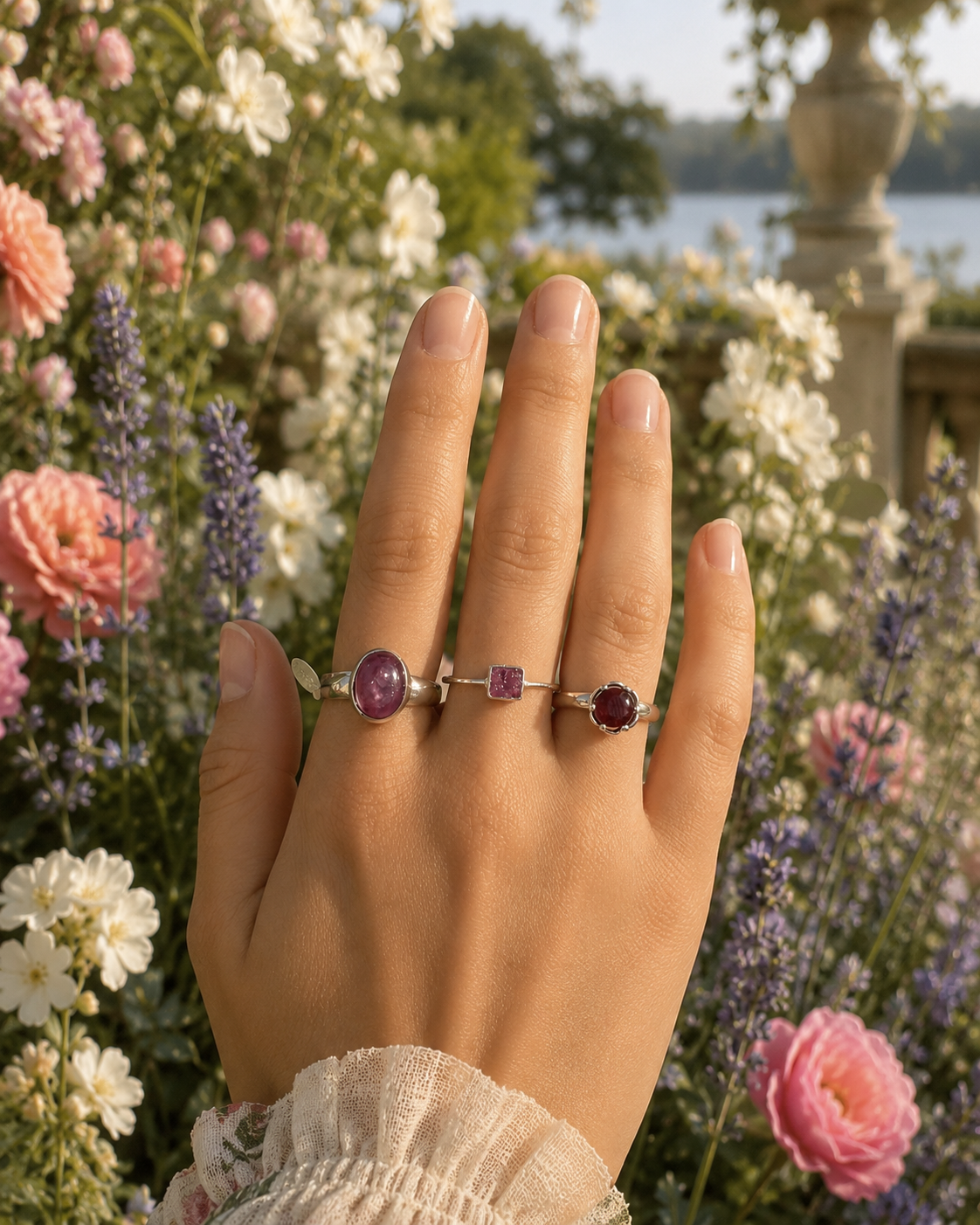 Oval Ruby Sterling Silver Ring