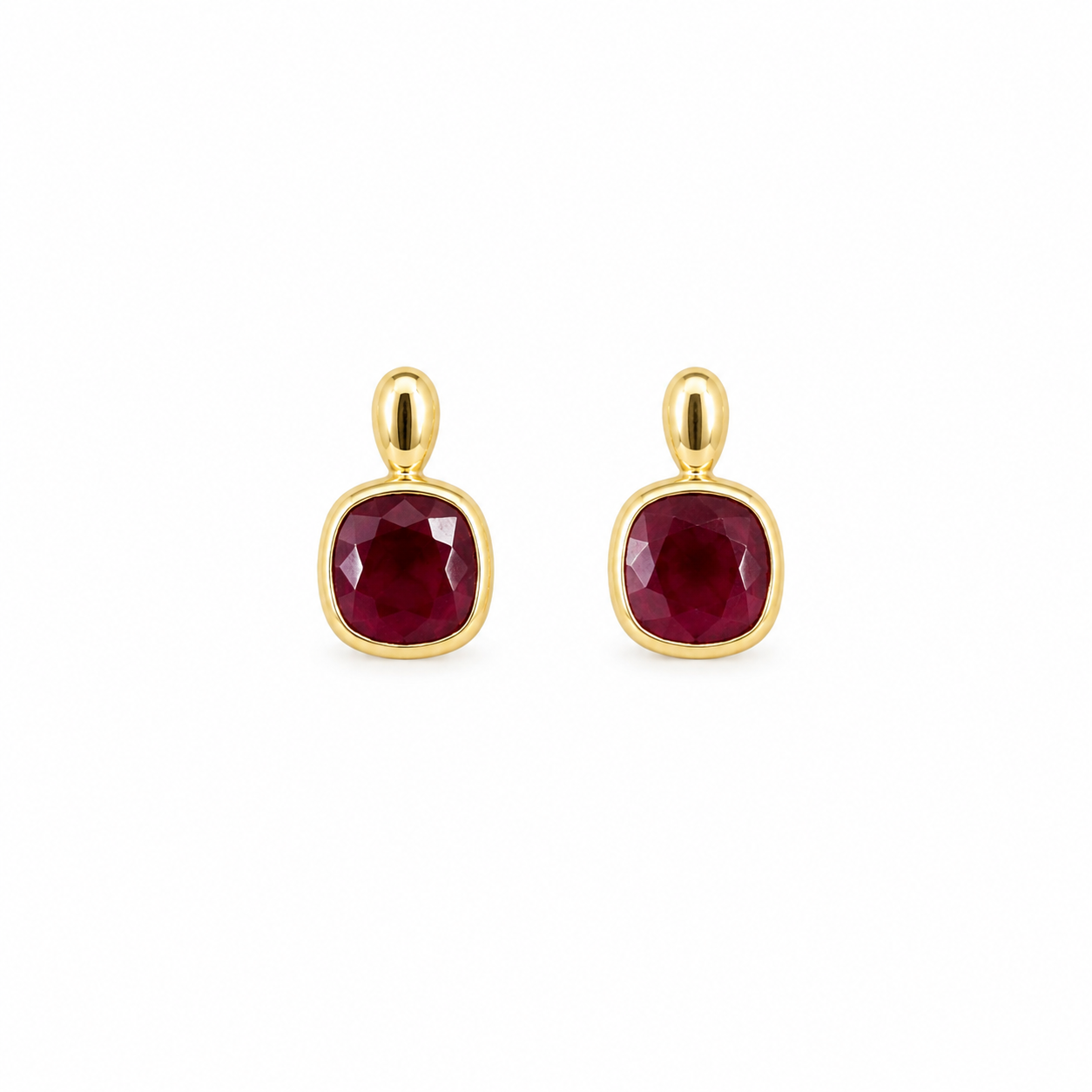 9ct Gold Facetted Ruby Earrings