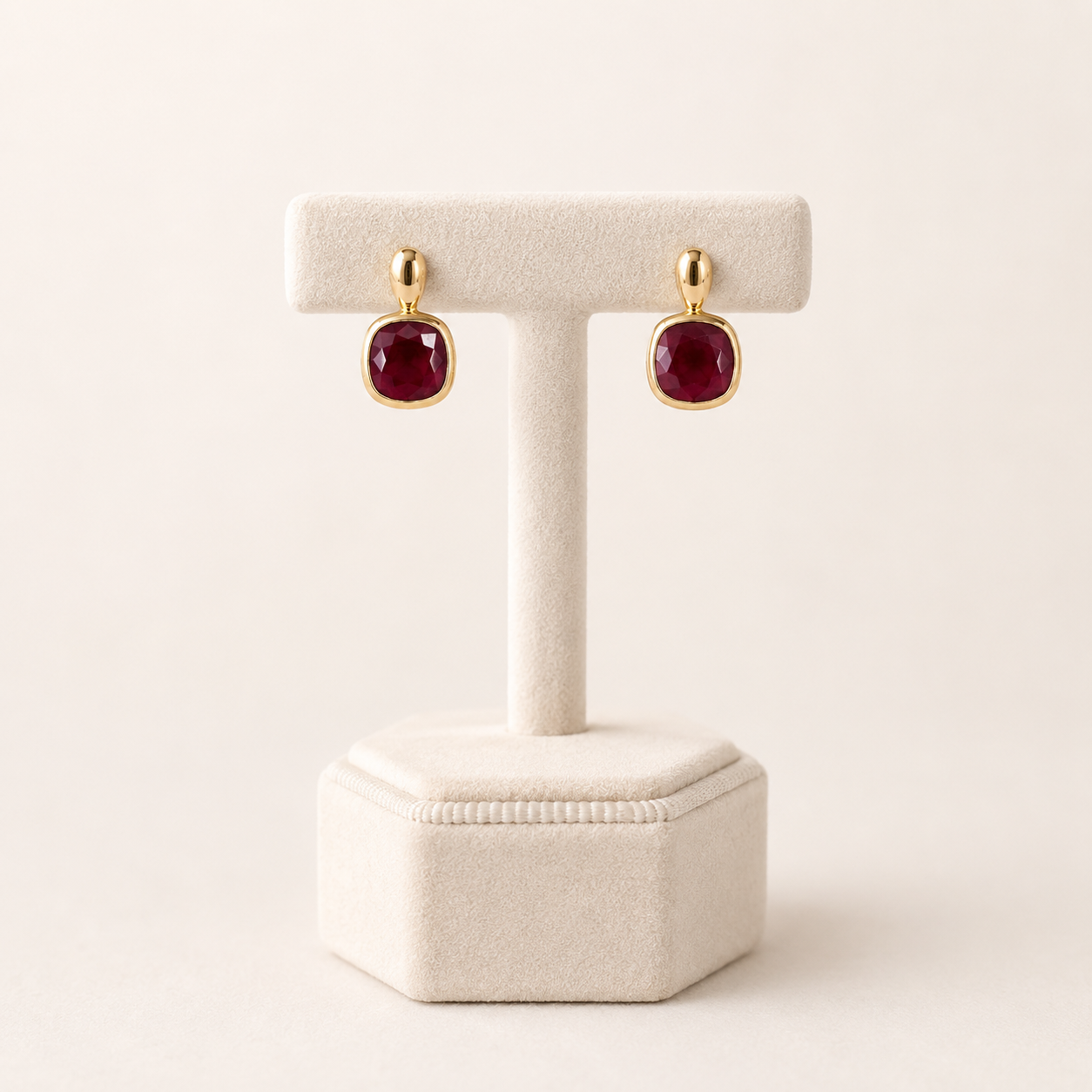 9ct Gold Facetted Ruby Earrings