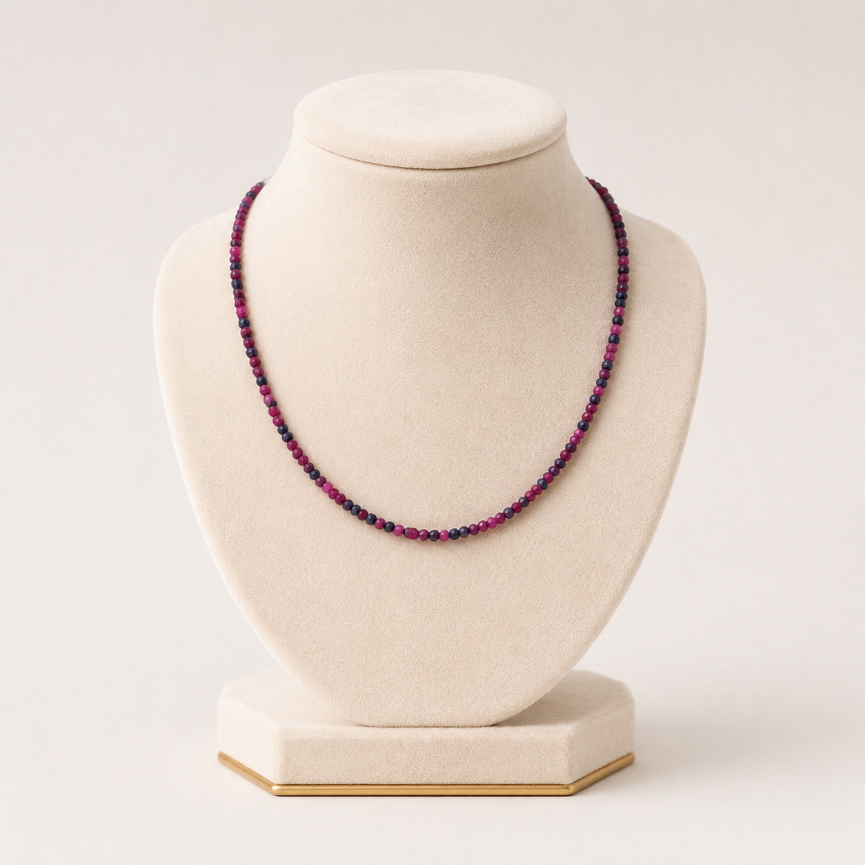 Ruby and Sapphire Facetted Beaded Necklace