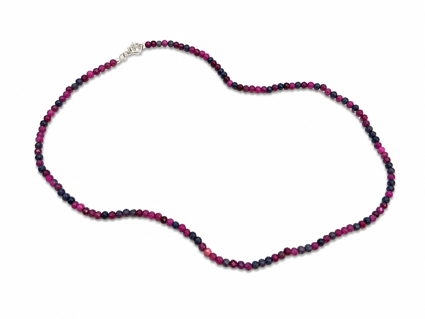 Ruby and Sapphire Facetted Beaded Necklace