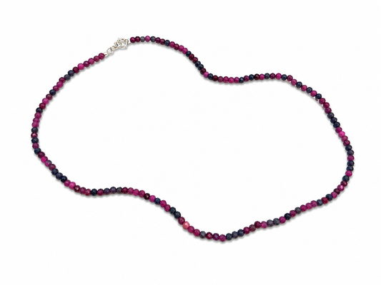 Ruby and Sapphire Facetted Beaded Necklace