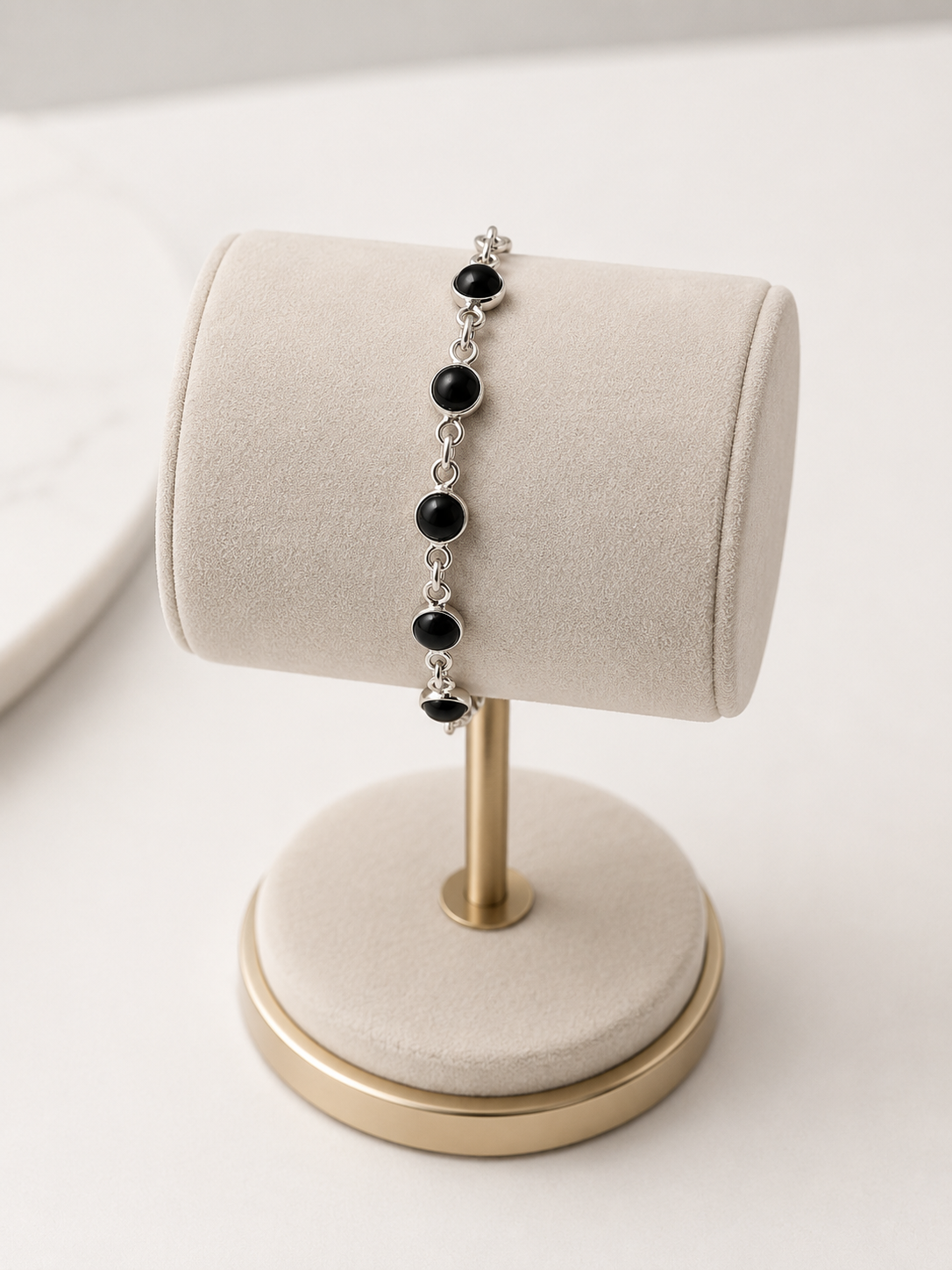 Cabochon Black Onyx Sterling Silver Bracelet