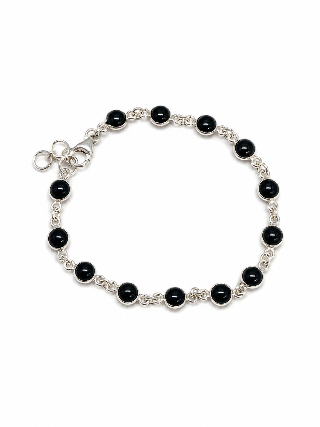 Cabochon Black Onyx Sterling Silver Bracelet