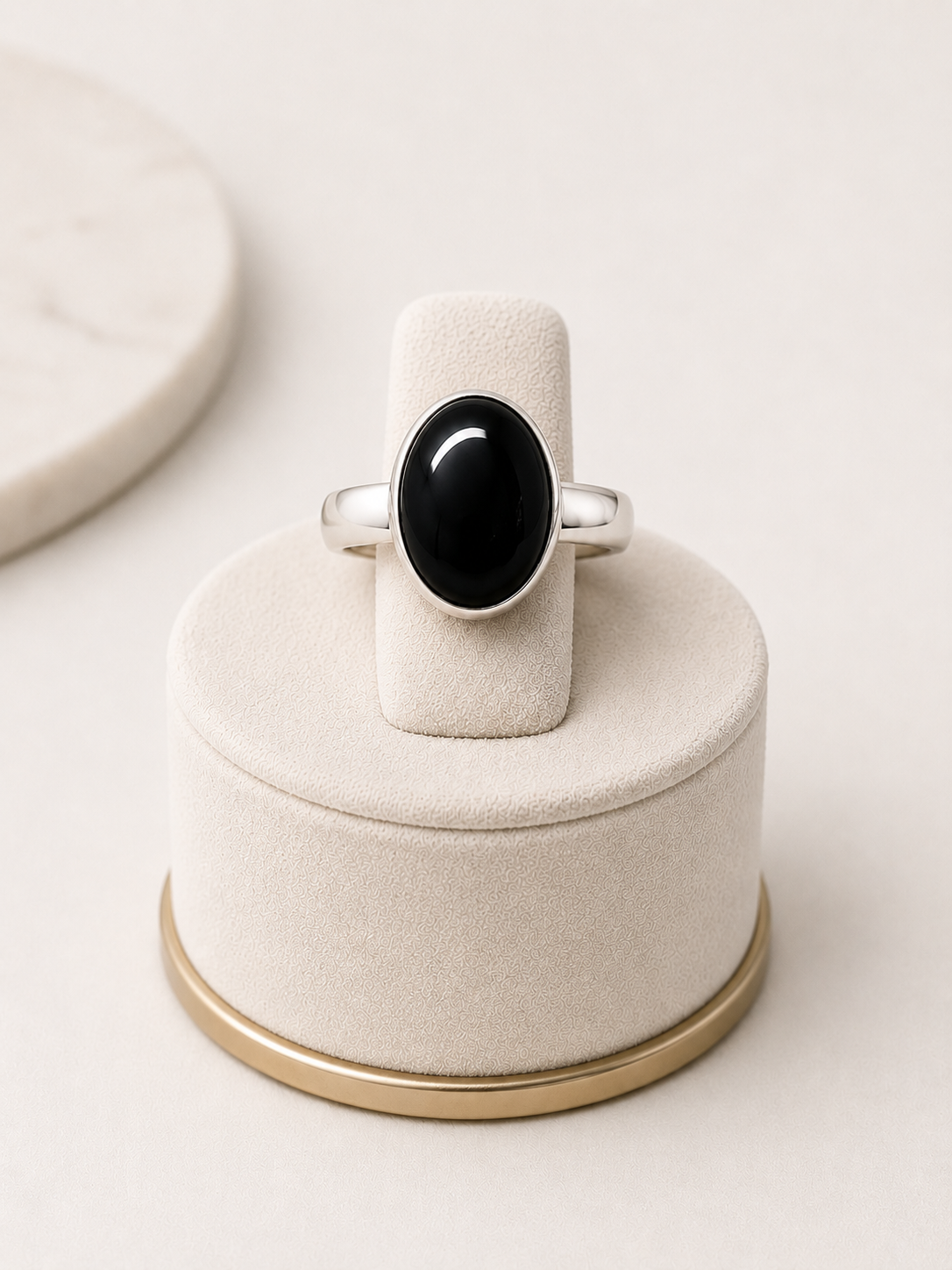 Black Onyx Sterling Silver Cabochon Ring