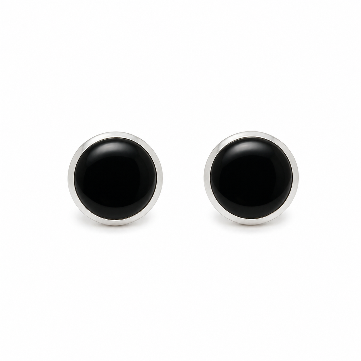 Black Onyx Sterling Silver Stud Earrings