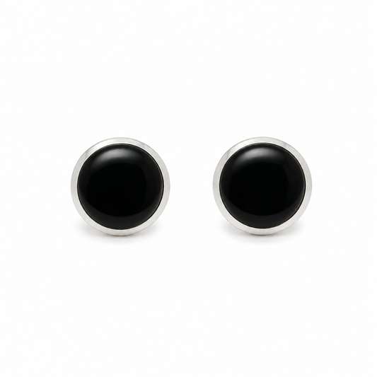 Black Onyx Sterling Silver Stud Earrings