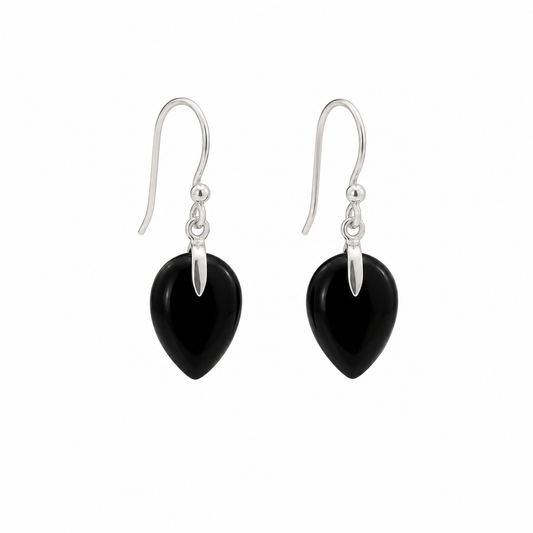 Black Onyx and Sterling Silver Drop Earrings