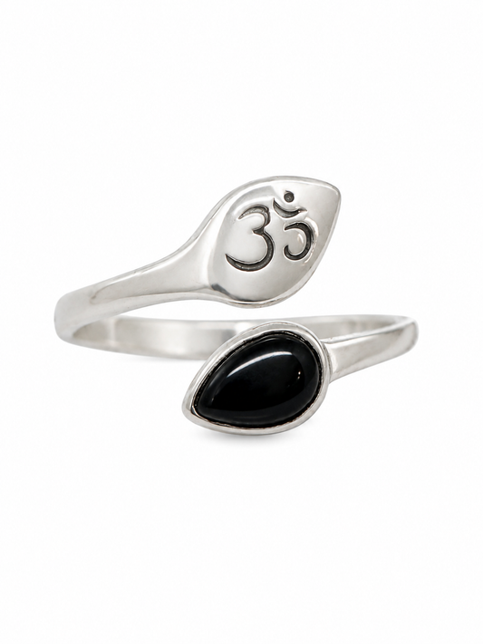 Om Black Onyx Spiritual Ring