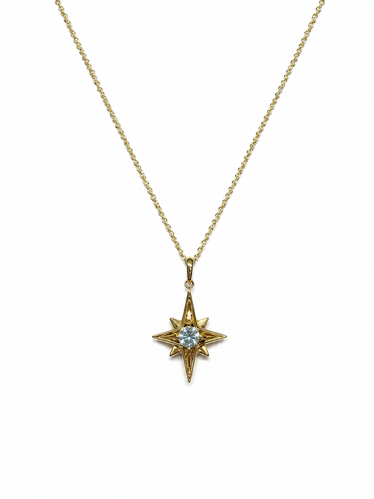 Blue Topaz Gold Vermeil Star Necklace